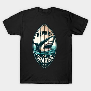Beware of Sharks retro vintage T-Shirt